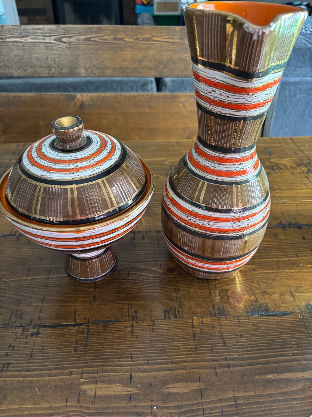 Beautiful Vintage Bitossi Striped Pitcher and Bowl 🔥 - Picture 3 of 12